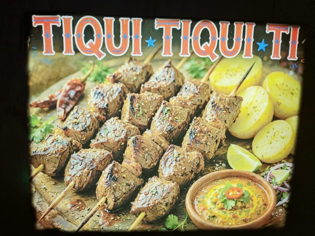 Pantalla LED publicitaria con gráfica gastronómica